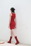 Marc Le Bihan Silk Shrink Stretch Suspender Skirt 21910 Collection French Handmade MLB-21910-HONG Red